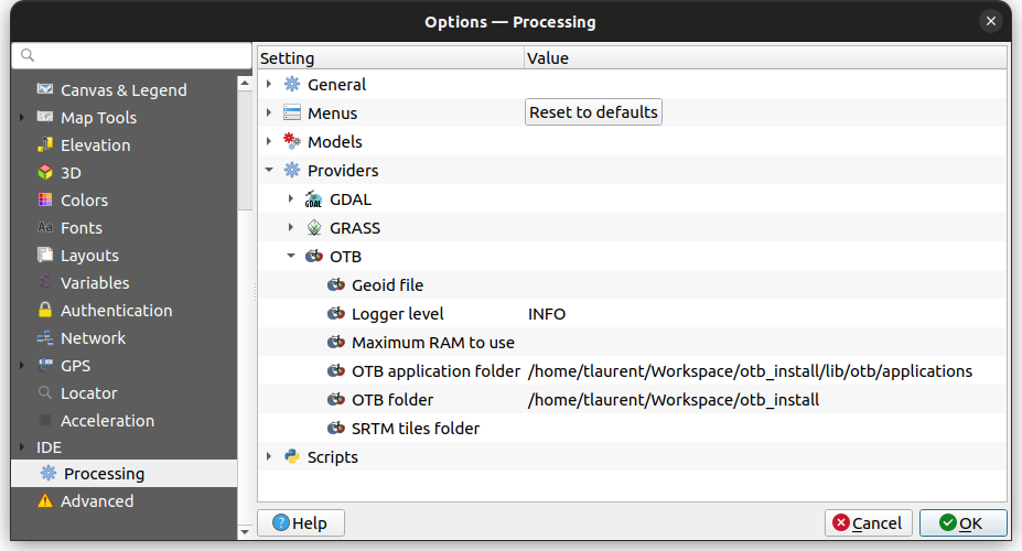 QGIS interface — Orfeo ToolBox 9.1.0 documentation